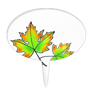 Autumn Leaves elegant fall botanical Cake Topper