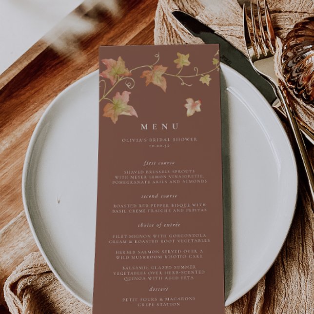 Autumn Leaves Elegant Fall Wedding or Shower Menu (Creator Uploaded)