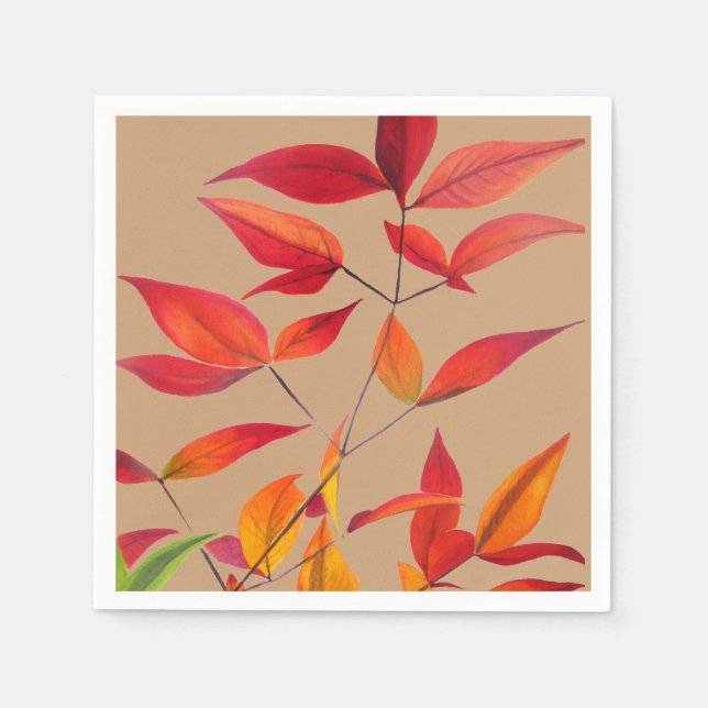 Autumn leaves fall art homeware napkins (Front)