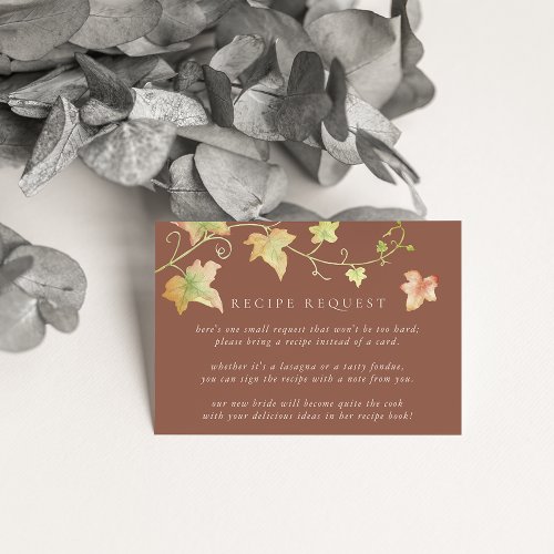 Autumn Leaves Fall Bridal Shower Recipe Request Enclosure Card
