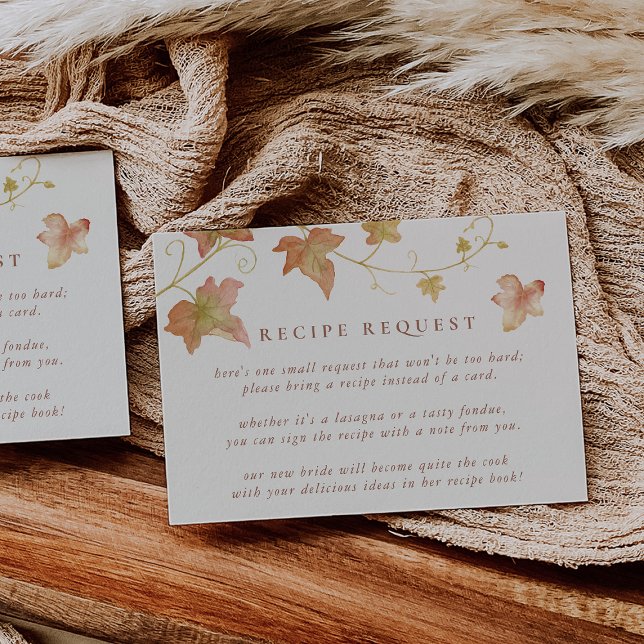 Autumn Leaves Fall Bridal Shower Recipe Request Enclosure Card (Creator Uploaded)