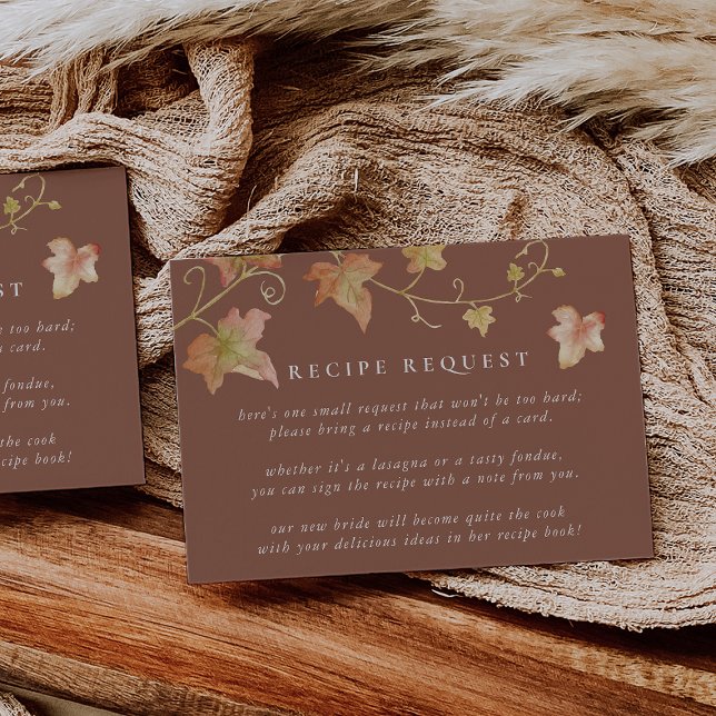 Autumn Leaves Fall Bridal Shower Recipe Request Enclosure Card (Creator Uploaded)