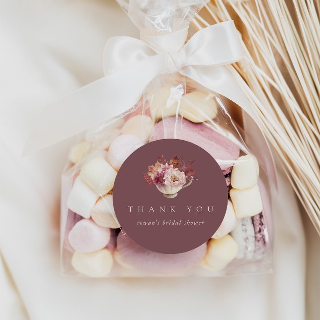 Autumn Leaves Fall Bridal Shower Tea Favor Classic Round Sticker (Creator Uploaded)