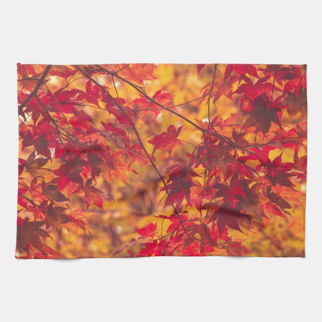 Autumn Leaves Fall Color Nature Kitchen Towel (Horizontal)