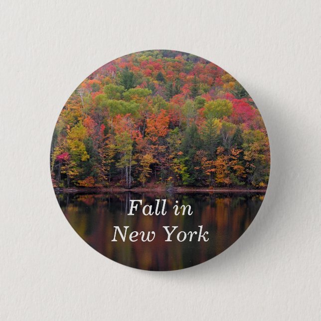 Autumn Leaves Fall Color Scene Pin Button (Front)