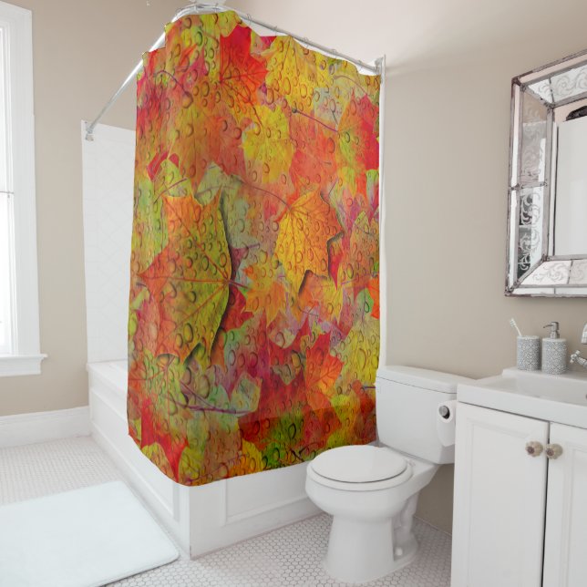 Autumn Leaves Fall Colorful Nature Seasonal leaf Shower Curtain (In Situ)