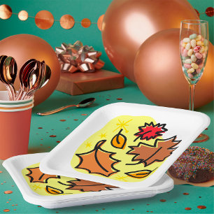 Autumn Leaves Fall Colorful Seasonal Leaf Art  Paper Plates