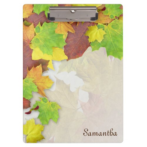 Autumn Leaves Fall Colors Add Your Name Clipboard