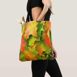 Autumn Leaves Fall Colors Orange Green Yellow Tote Bag