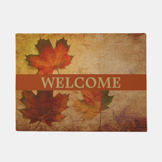 Autumn Leaves Fall Colors Welcome Doormat (Front)