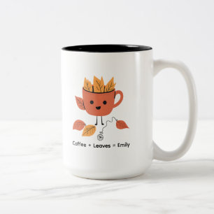 Autumn Leaves Fall Design with Name Two-Tone Coffee Mug