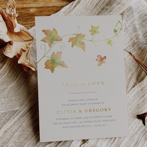 Autumn Leaves Fall Engagement Party Foil Invitation