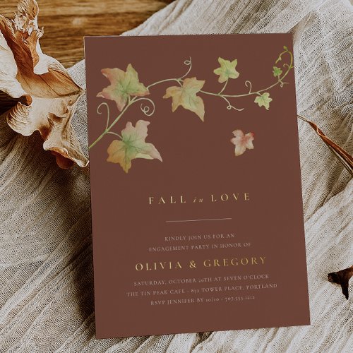 Autumn Leaves Fall Engagement Party Foil Invitation
