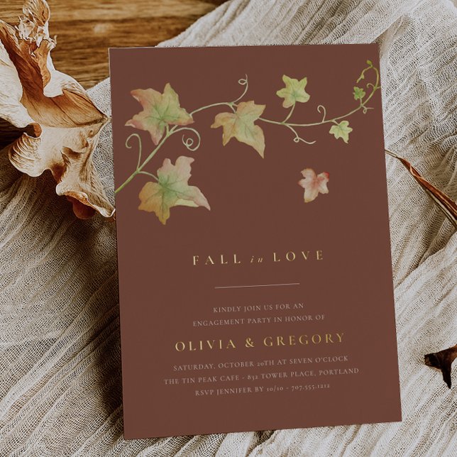 Autumn Leaves Fall Engagement Party Foil Invitation (Creator Uploaded)