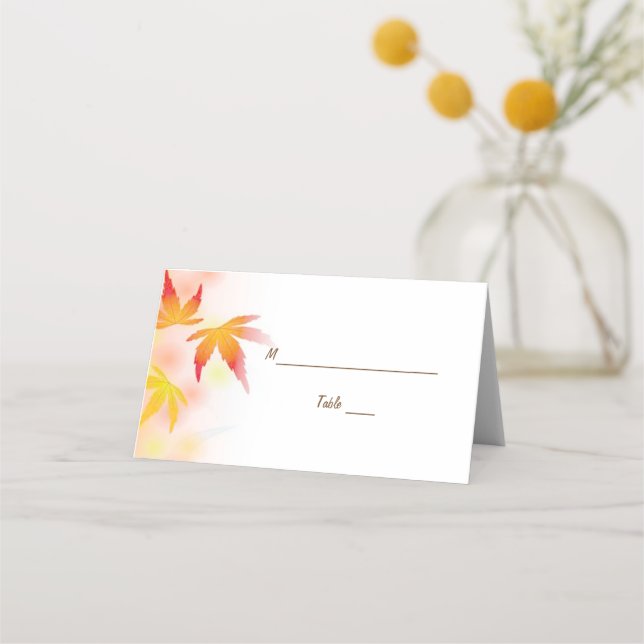 Autumn Leaves Fall In Love Wedding Folded Place Card (Front)