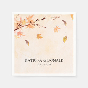 Autumn Leaves Fall in Love Wedding Napkins