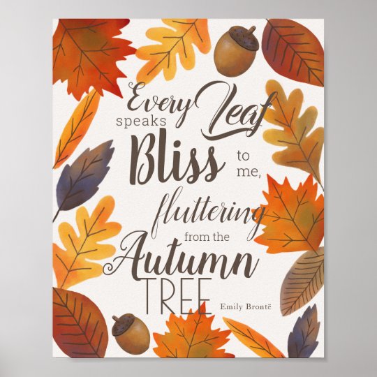 Autumn Leaves Fall Quote Emily Bronte Poster | Zazzle.com