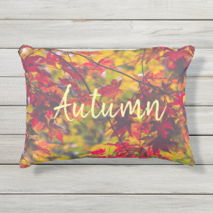 Autumn Leaves Fall Red Outdoor Accent Pillow