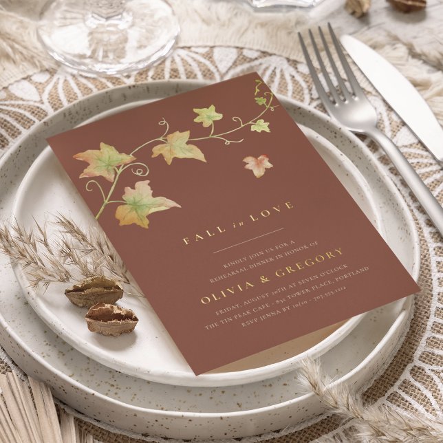 Autumn Leaves Fall Rehearsal Dinner Foil Invitation (Creator Uploaded)
