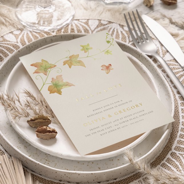 Autumn Leaves Fall Rehearsal Dinner Foil Invitation (Creator Uploaded)