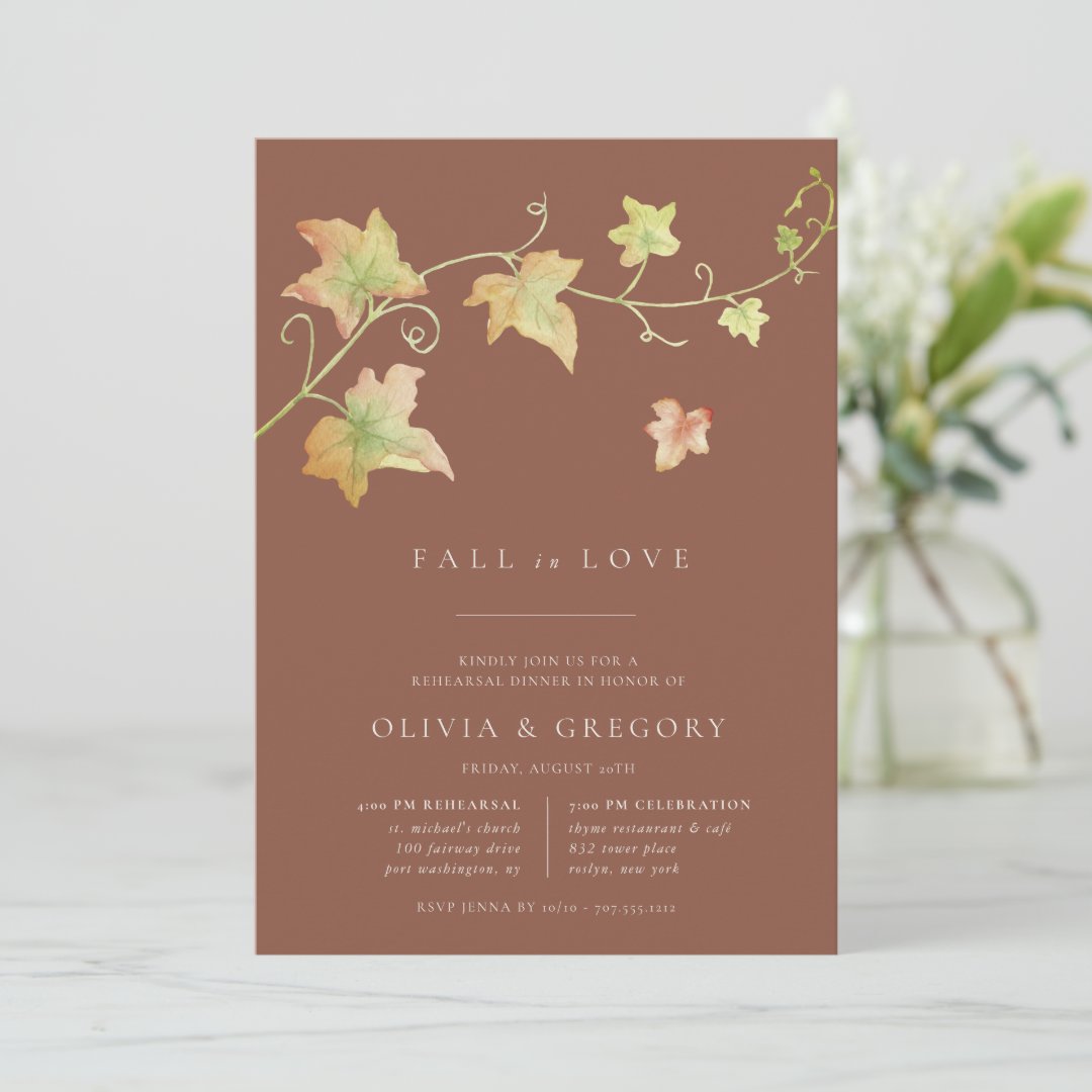 Autumn Leaves Fall Rehearsal Dinner Invitation Zazzle