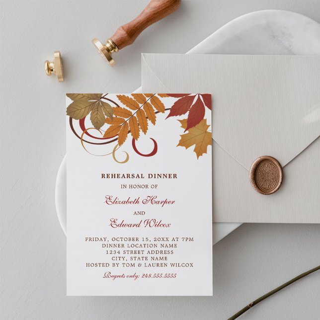 Autumn Leaves Fall Rehearsal Dinner Invitation (Creator Uploaded)