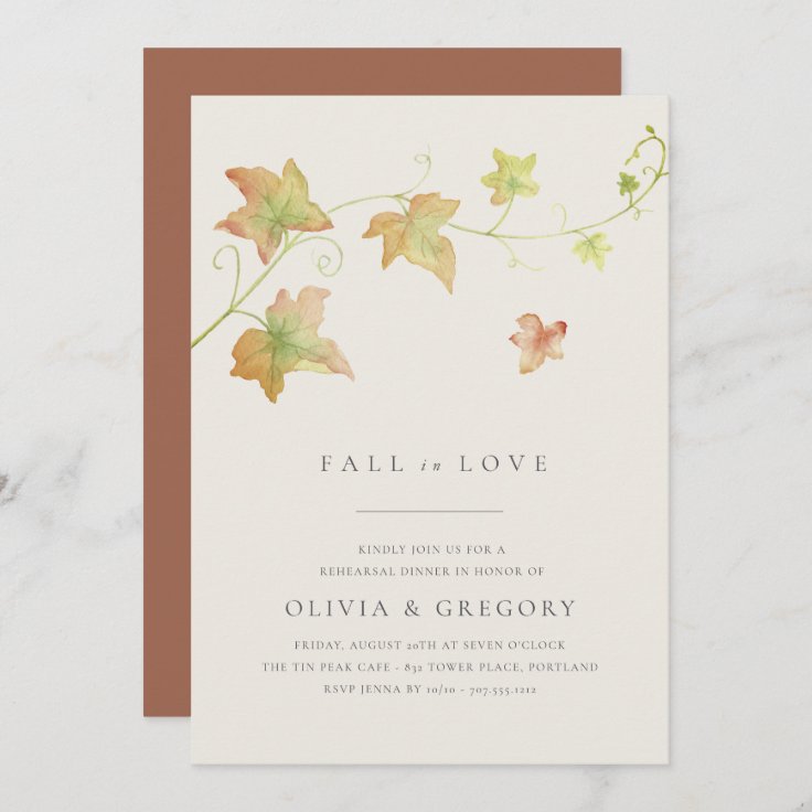 Autumn Leaves Fall Rehearsal Dinner Invitation Zazzle