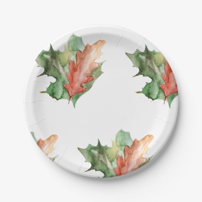 Autumn Leaves Fall Season Paper Plates (Front)