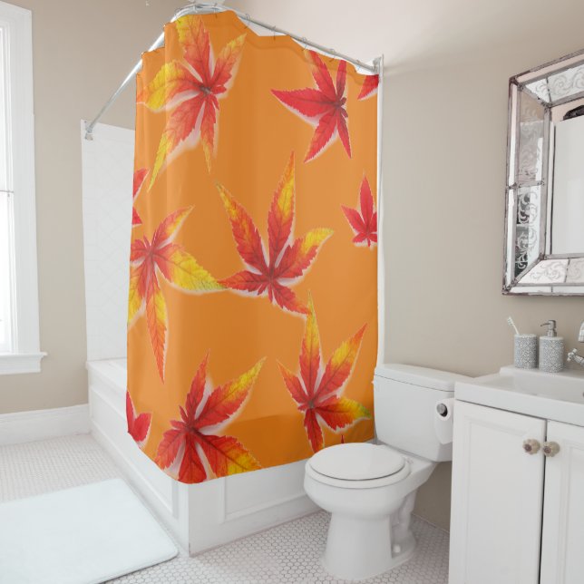Autumn Leaves Fall Terracotta Nature Seasonal leaf Shower Curtain (In Situ)