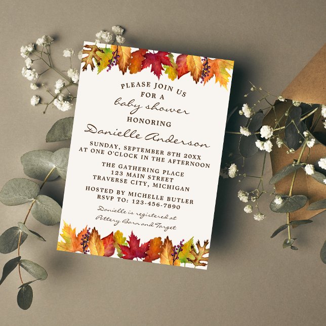 Autumn Leaves Fall Wedding Baby Shower Invitation (Creator Uploaded)