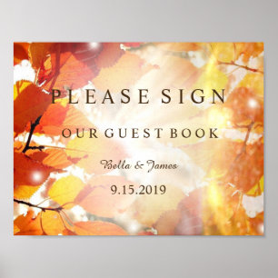 Autumn Leaves Fall Wedding Guest Book Sign
