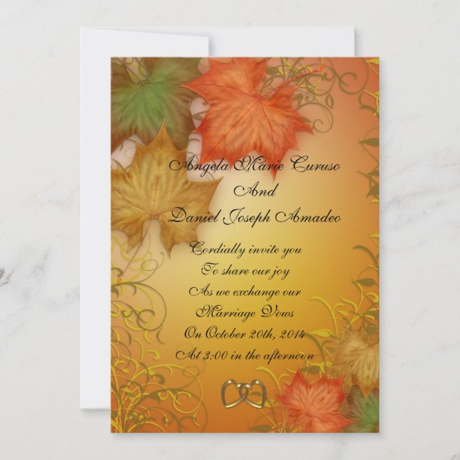 Autumn leaves Fall wedding Invitation (Front)