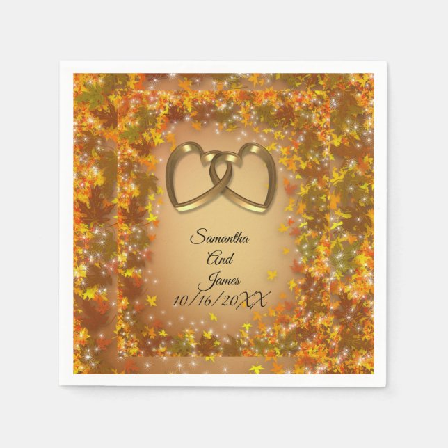 Autumn leaves Fall wedding Invitation Napkins (Front)
