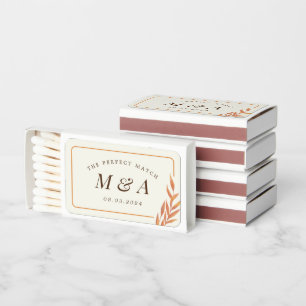 Autumn Leaves Fall Wedding Monogram Matchboxes