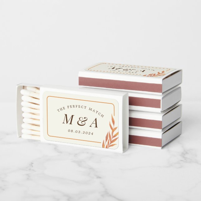 Autumn Leaves Fall Wedding Monogram Matchboxes (Stacked)