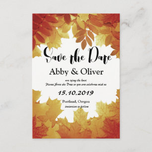 Autumn Leaves Fall Wedding Photo Save the Date