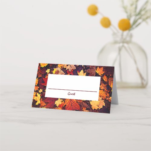 Autumn Leaves Fall Wedding Place Card