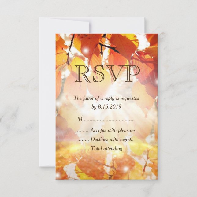 Autumn Leaves Fall Wedding RSVP Card (Front)