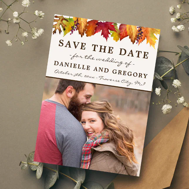 Autumn Leaves Fall Wedding Save The Date | Zazzle