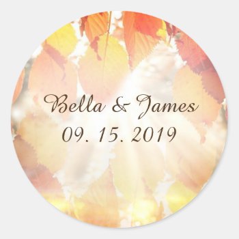 Autumn Leaves Fall Wedding Stickers by FancyMeWedding at Zazzle