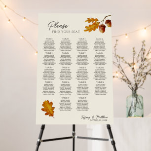 Autumn Leaves Fall Wedding Table Seating Chart Foam Board