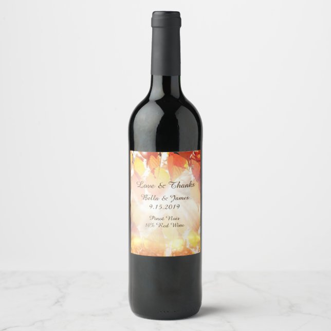 Autumn Leaves Fall Wedding  Wine Labels (Front)