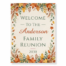 Autumn Leaves Family Gathering Custom Welcome Sign
