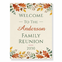 Autumn Leaves Family Gathering Welcome Sign