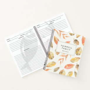 Autumn leaves Family Recipes cooking Notebook