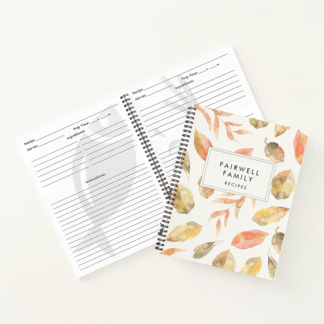 Autumn leaves Family Recipes cooking Notebook | Zazzle