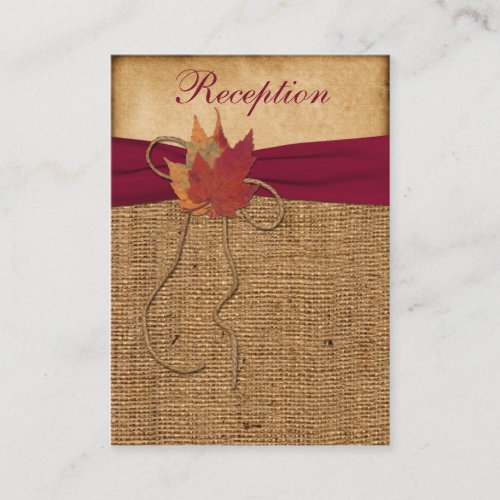 Autumn Leaves, FAUX Burlap Enclosure Card 3 Business Card