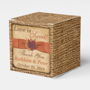 Autumn Leaves, FAUX Burlap Favor Box - Orange