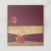 Autumn Leaves FAUX Burlap Folded Place Card - Wine (Outside Unfolded)