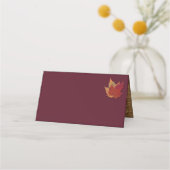 Autumn Leaves FAUX Burlap Folded Place Card - Wine (Back)